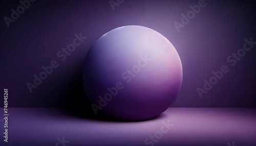 A solitary matte purple sphere centered on a smooth surface with a soft gradient background.