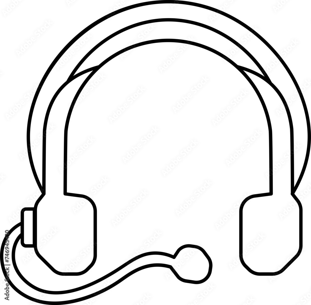 Isolated black line art headphone in flat style. Isolated black line art headphone in flat style.