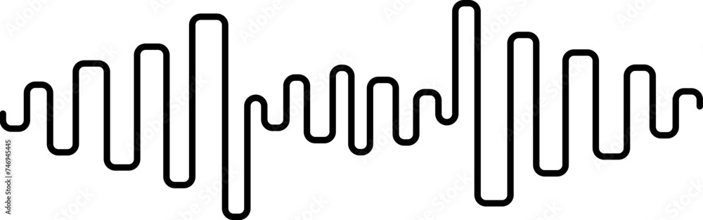 Frequency sound wave in black line art. Frequency sound wave in black line art.