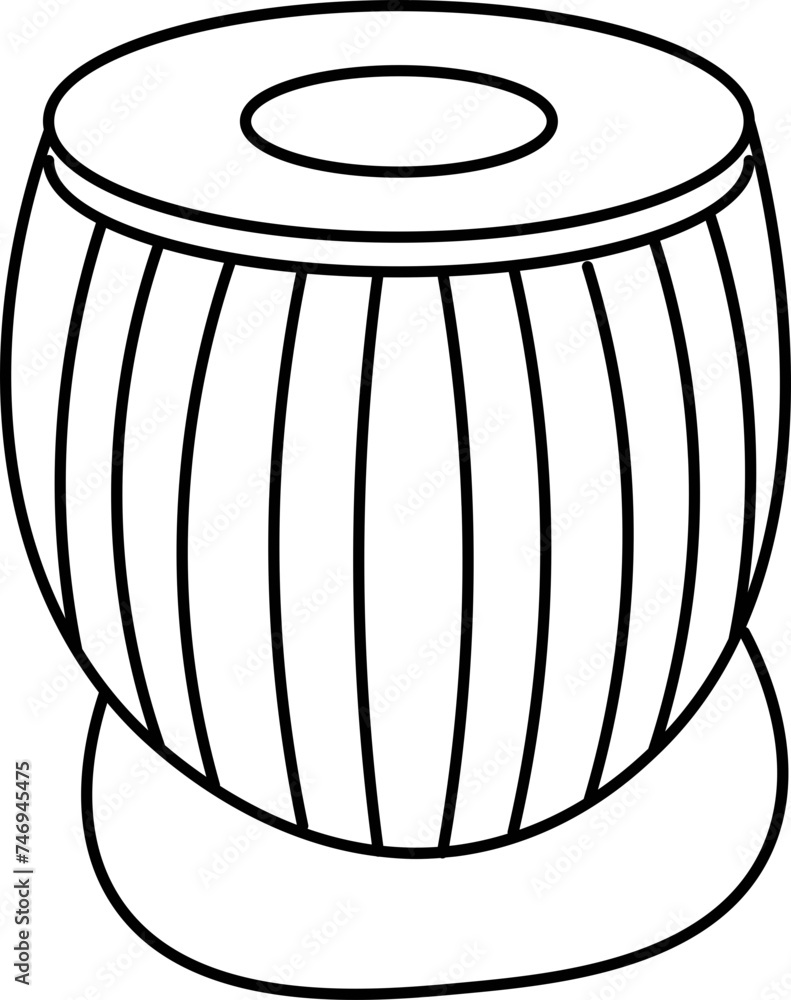 Black line art isolated tabla icon. Black line art isolated tabla icon.