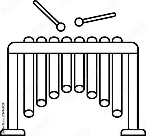 Flat style marimba icon in black line art.