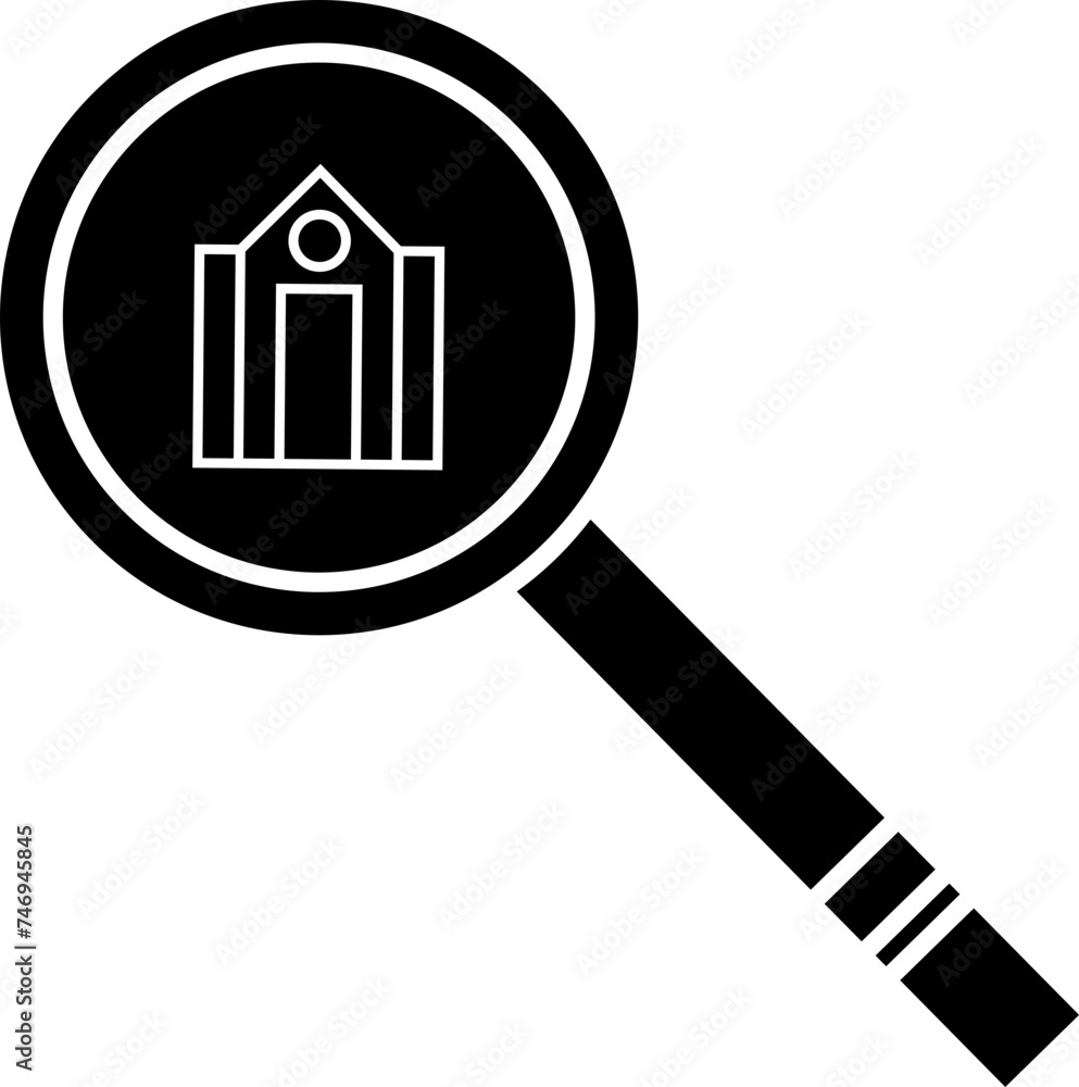 Flat style b&w home searching icon. Flat style b&w home searching icon.