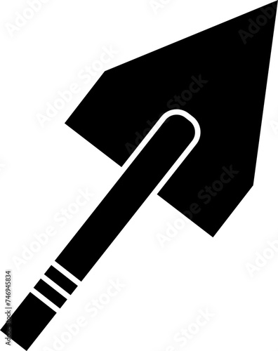 Black trowel icon on white background.