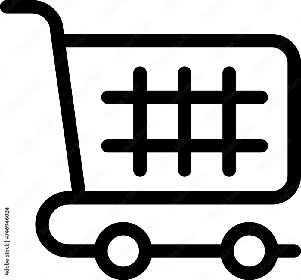 Thin line illustration of shopping cart icon. Thin line illustration of shopping cart icon.
