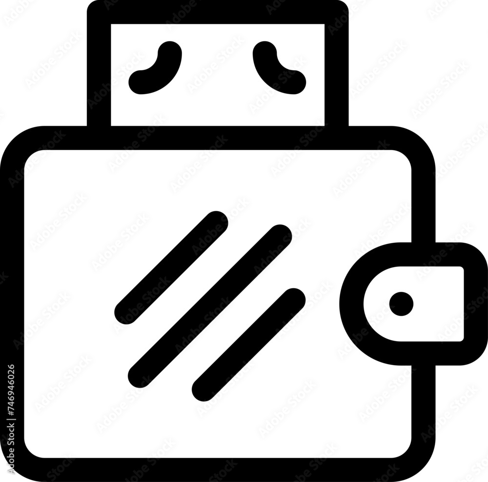Flat style illustration of wallet in line art. Flat style illustration of wallet in line art.