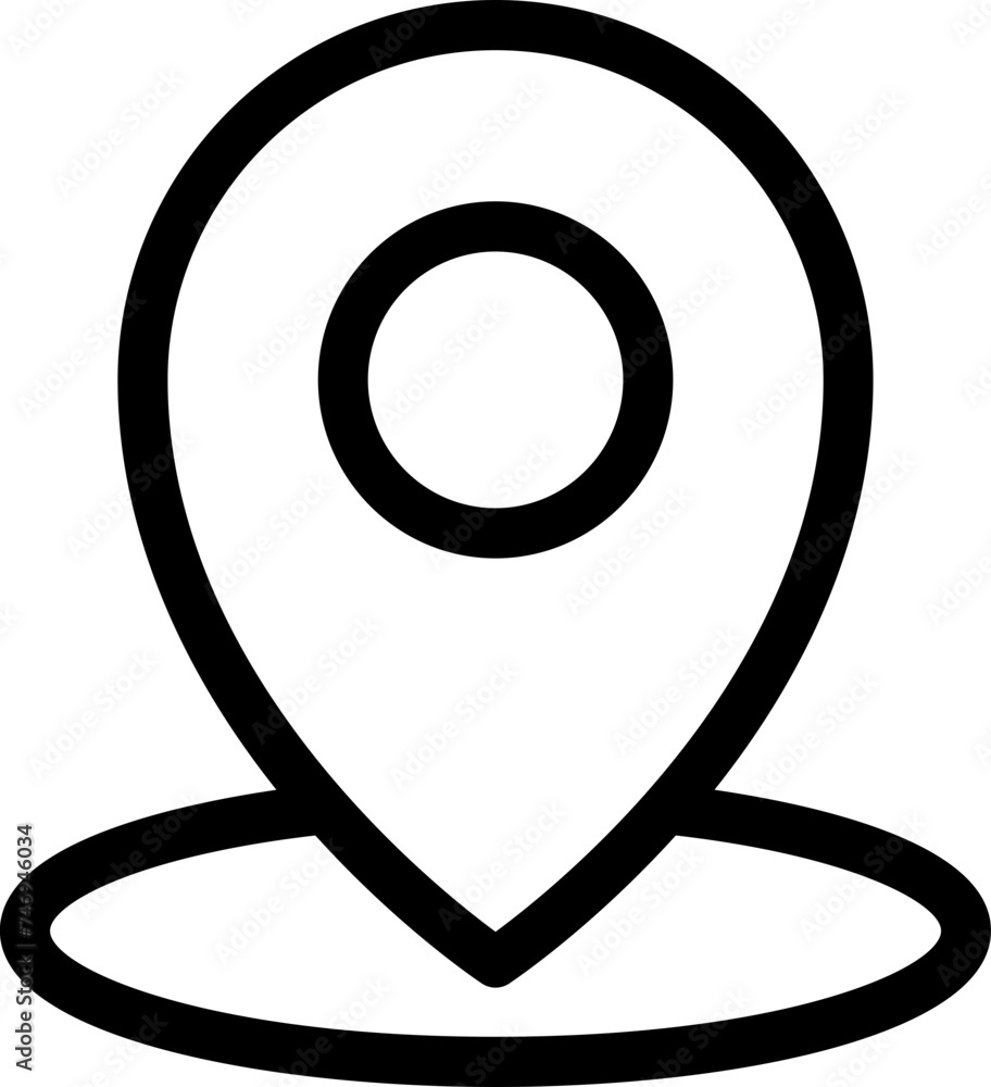 Line art illustration of map pin icon.