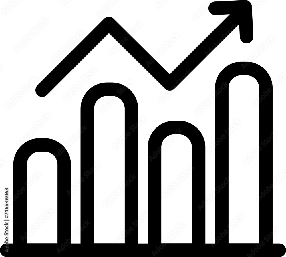 Line art illustration of growth bar graph. Line art illustration of growth bar graph.