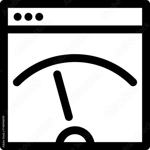 Line art illustration of website speedometer icon.