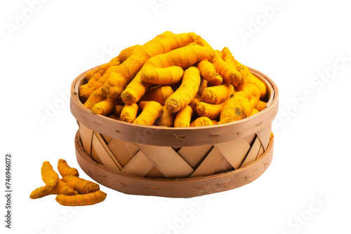 Fresh Turmeric in a Basket Isolated On Transparent Background