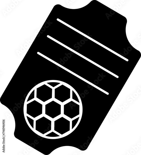 B&W football ticket icon in flat style.