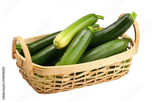 Fresh Zucchini in a Basket Isolated On Transparent Background