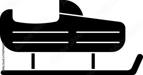 Bobsleigh glyph icon in b&w color.