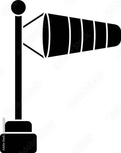 Glyph windsock icon in b&w color.