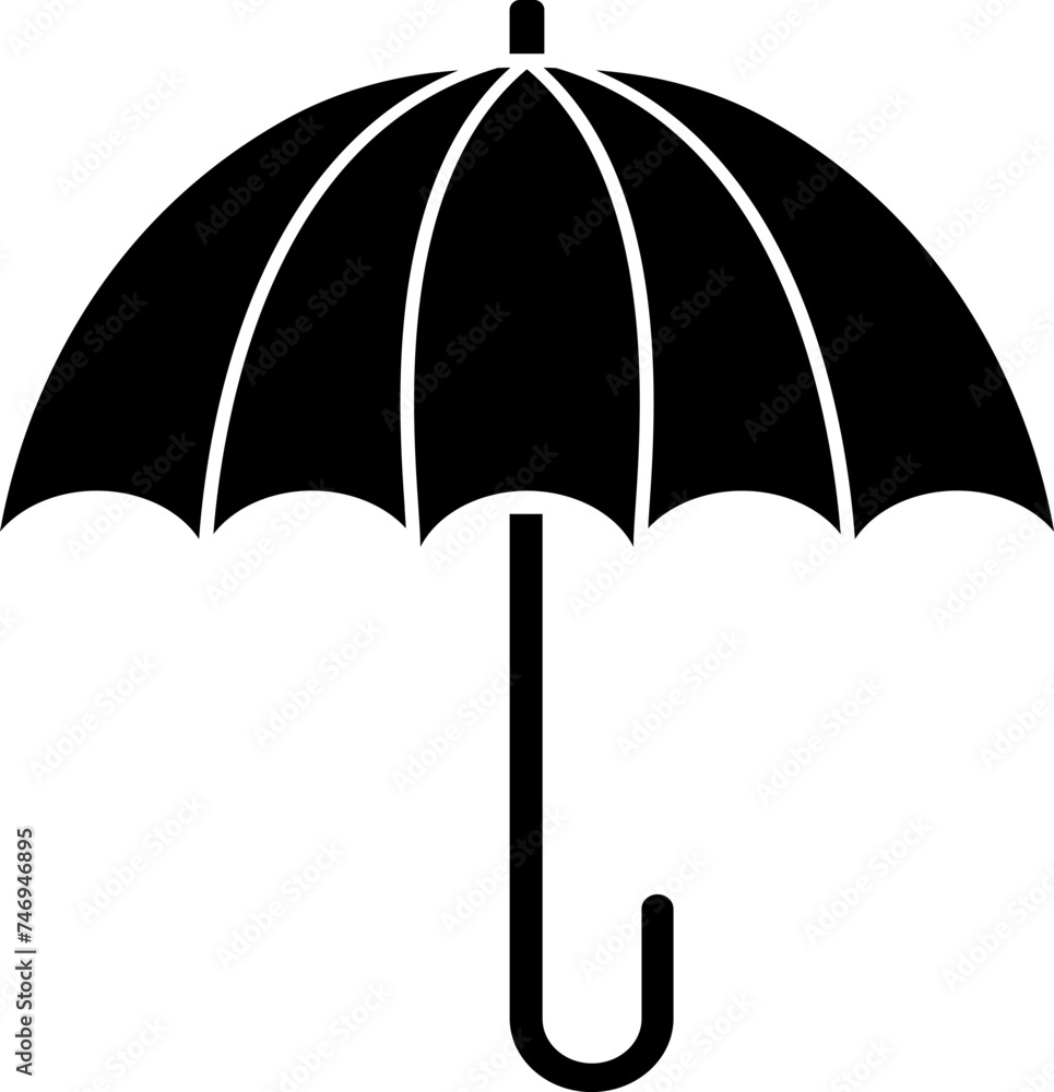 Flat style umbrella icon in b&w color. Flat style umbrella icon in b&w color.