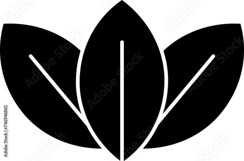 Glyph sign or symbol of decorative leaf.