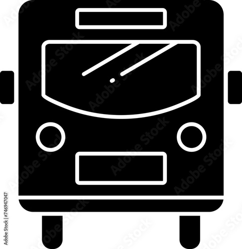 Flat style b&w bus. Glyph icon or symbol.