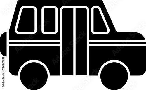 B&W taxi car in flat style. Glyph icon or symbol.