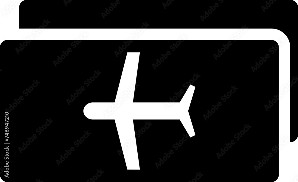 Obraz premium Airplane card or boarding card icon in b&w color.