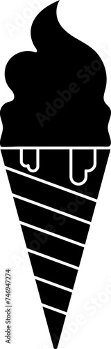 Ice cream or waffle cone icon in b&w color.