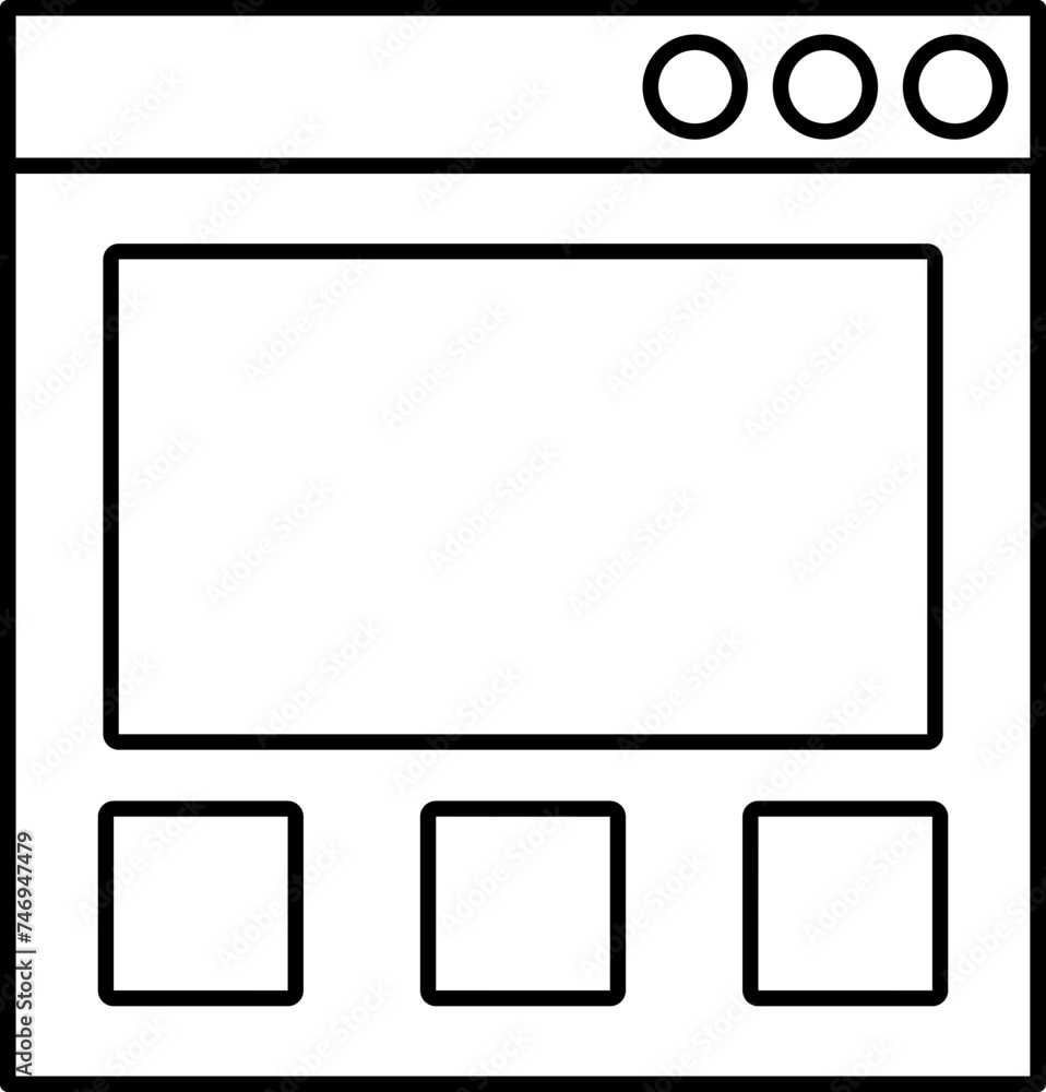 Webpage with video play icon in flat style. Webpage with video play icon in flat style.