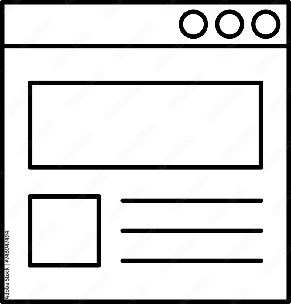 Line art illustration of web page icon or symbol.