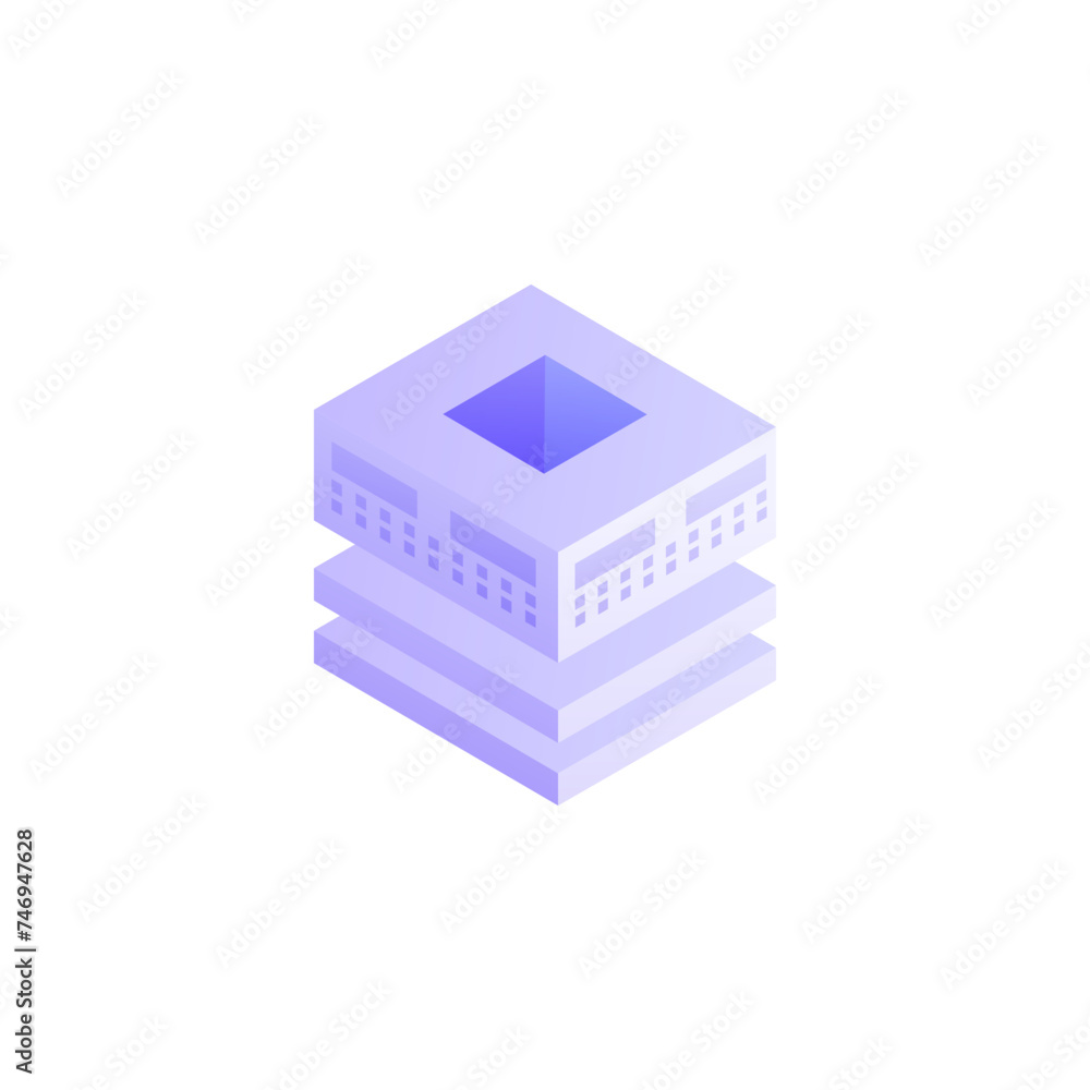 3d server illustration in purple color. 3d server illustration in purple color.