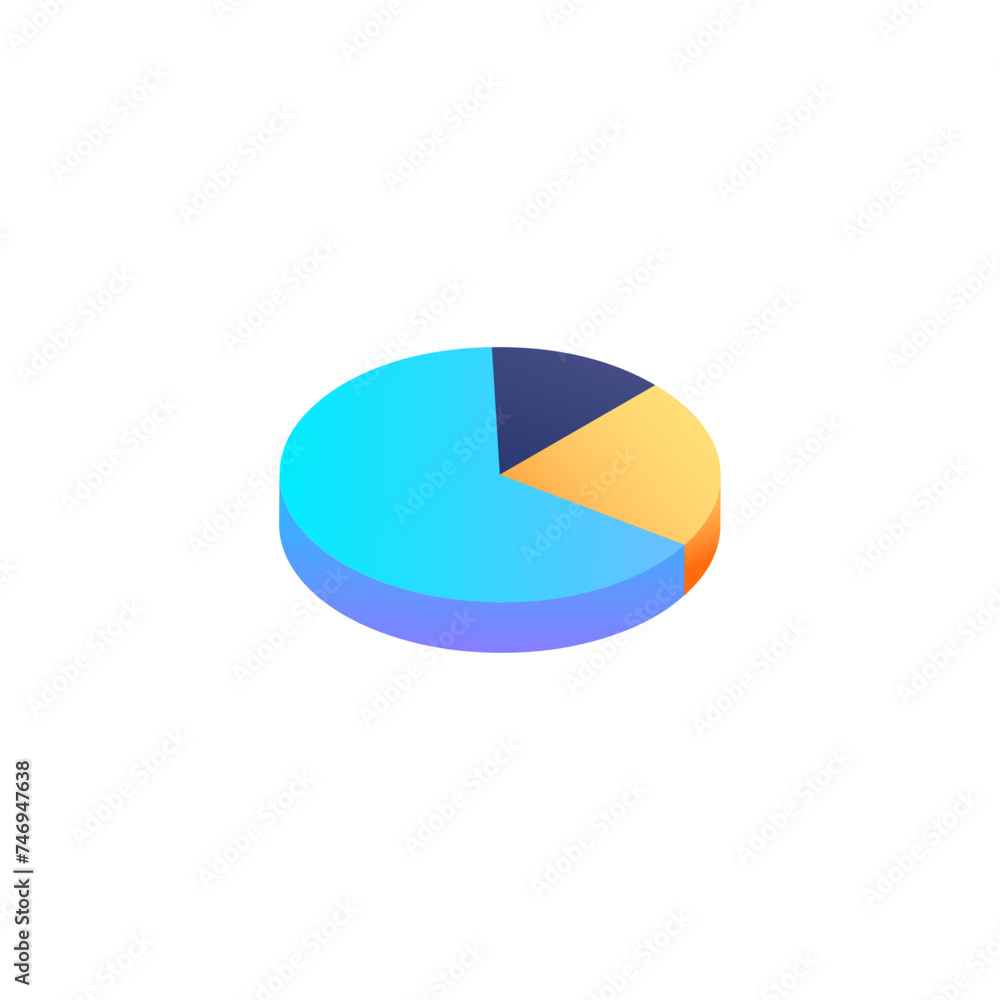 Obraz premium 3D isometric pie chart in blue and orange color.