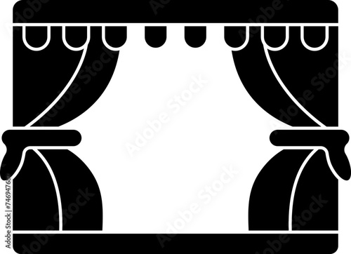 B&W curtains icon in flat style.
