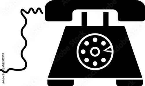 B&W telephone icon or symbol.