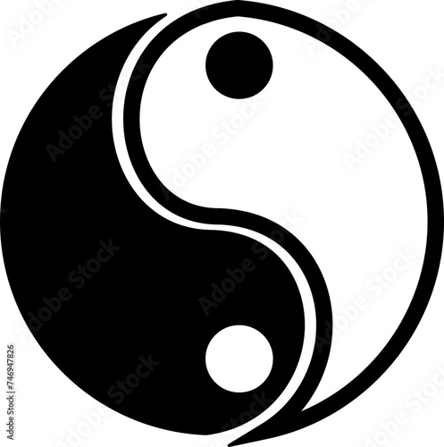B&W yin yang icon for Chinese spa or yoga concept.