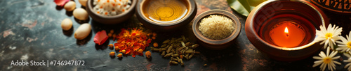 Aromatic Spices and Candle for Wellness and Relaxation photo