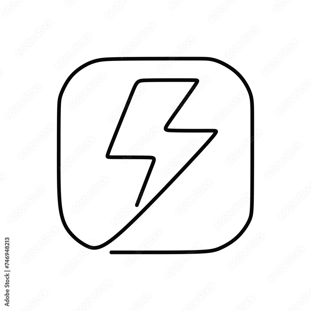 Lightning electric power vector icon in continuous one line art drawing Lightning electric power vector icon in continuous one line art drawing