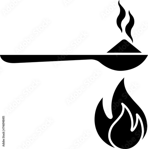 Heat heroin icon in b&w color.