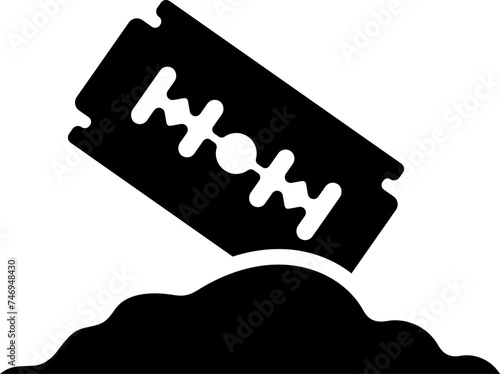B&W illustration of blade with cocaine icon.