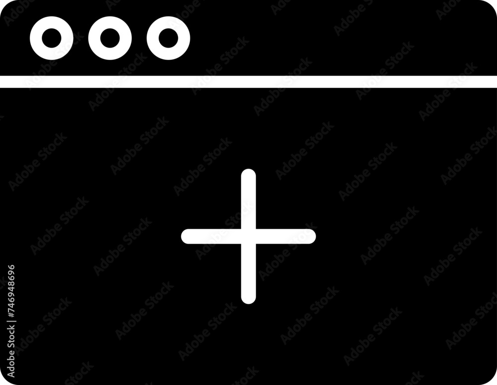 Obraz premium Add or new browser window glyph icon in flat style.