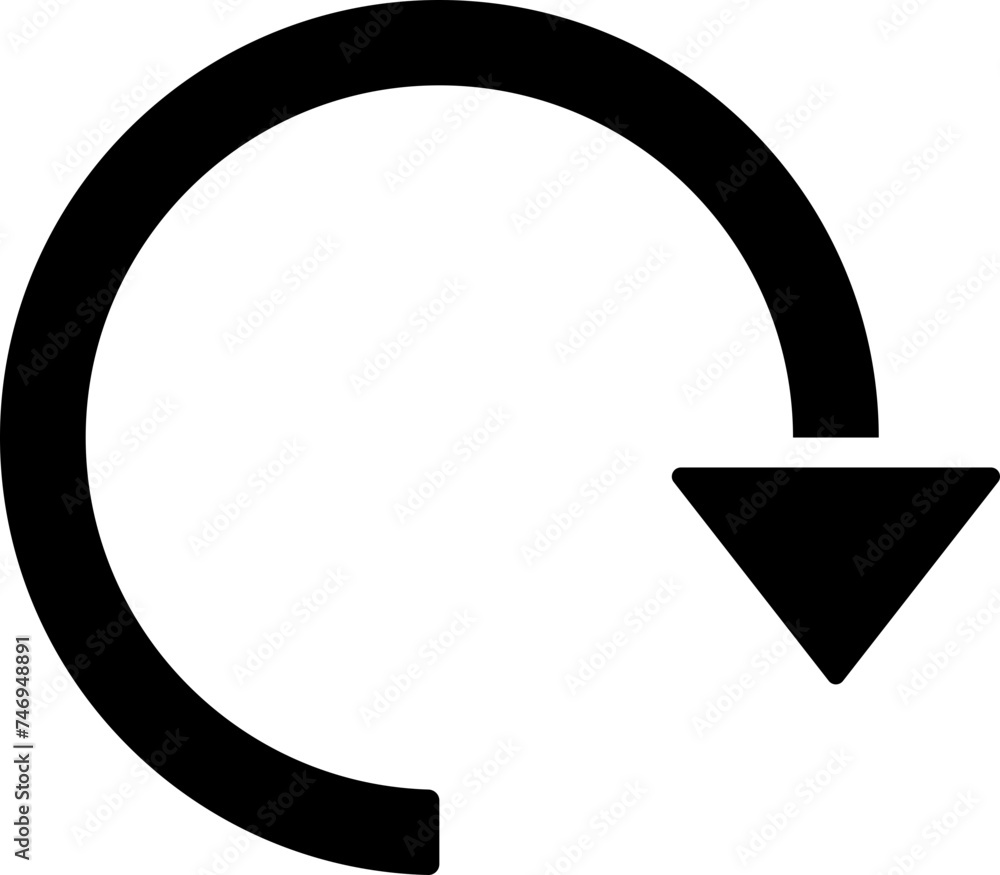 Reload circular icon in black color. Reload circular icon in black color.