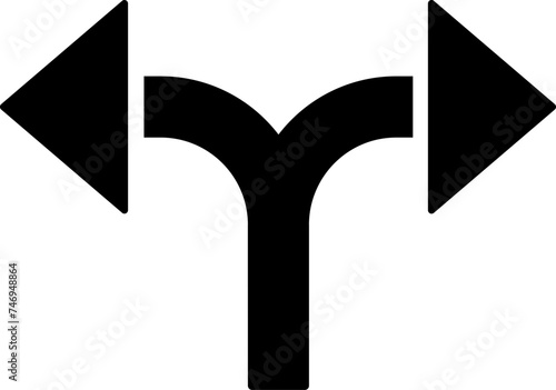 B&W illustration of split arrow icon.