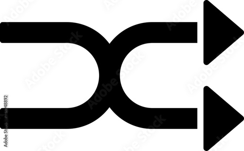 Shuffle arrow sign or symbol in black color.