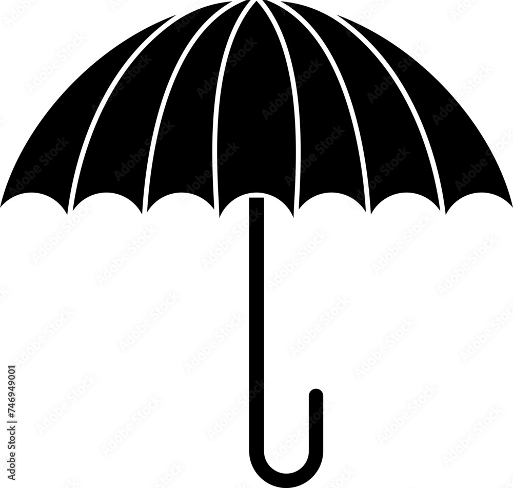 B&W umbrella icon in flat style. B&W umbrella icon in flat style.