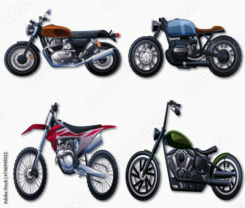 set of motorcycles