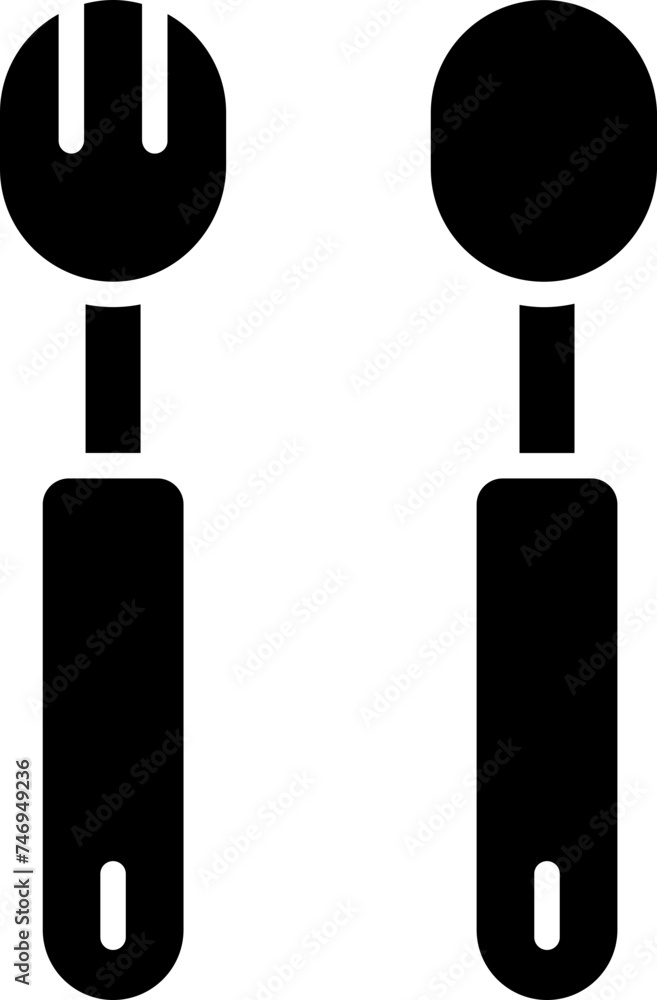 B&W illustration of fork and spoon icon. B&W illustration of fork and spoon icon.