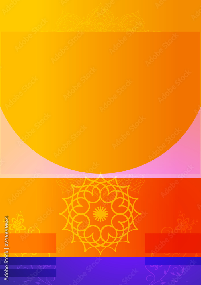 Obraz premium Stylish abstract orange and blue background decorated with floral design.