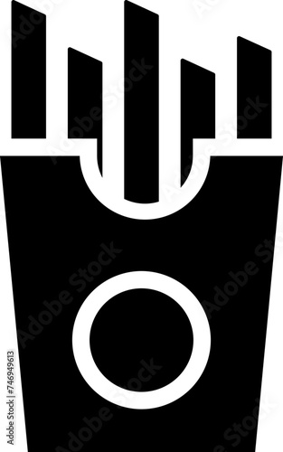 B&W french fries icon in flat style.