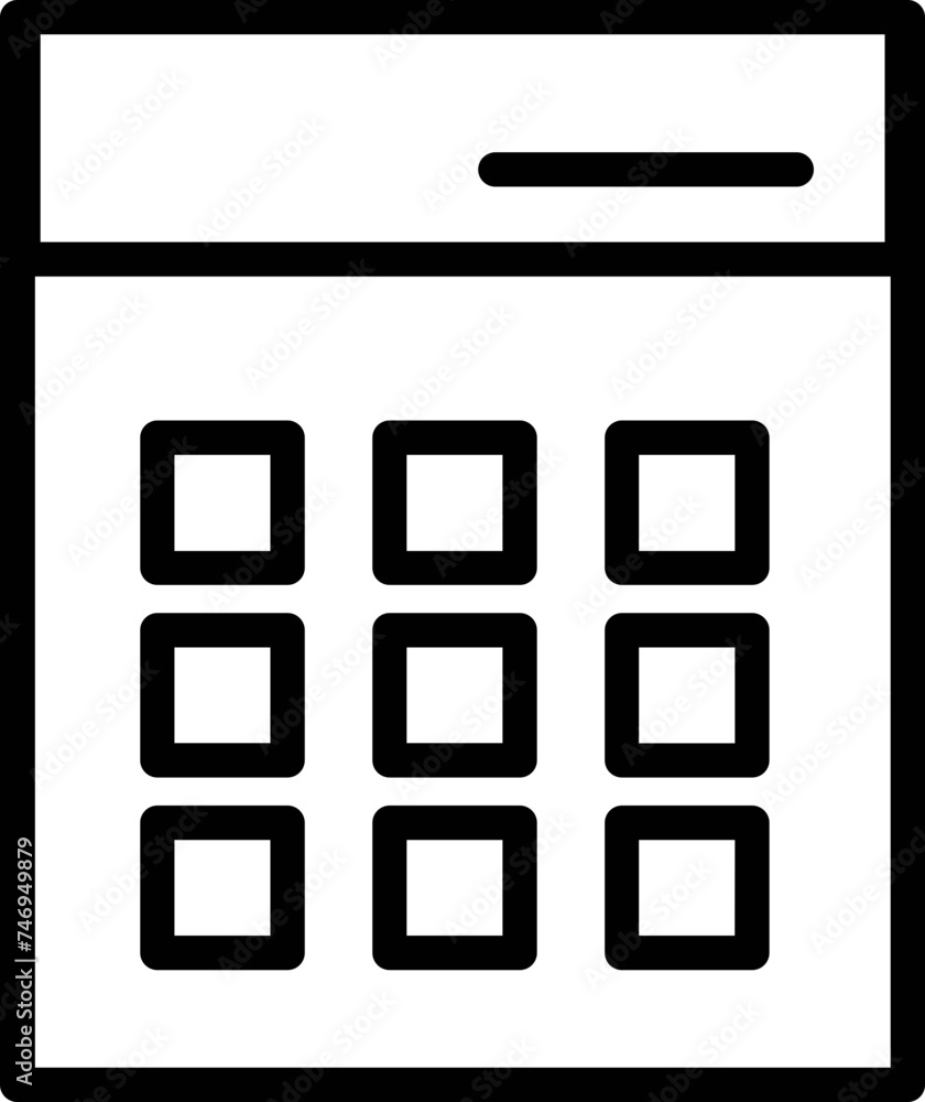 Flat style Calculator icon in black line art. Flat style Calculator icon in black line art.