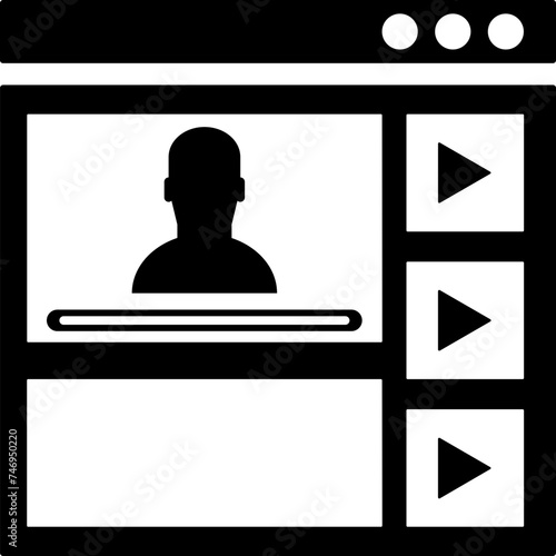 Website video play icon in b&w color.
