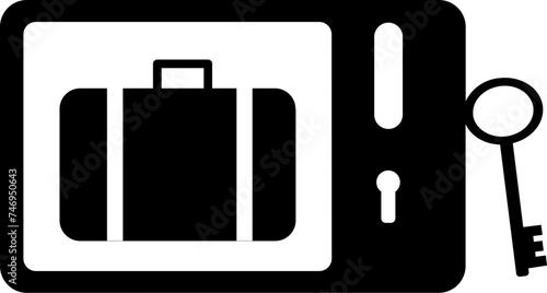 Vector illustration of keycard lock glyph icon.