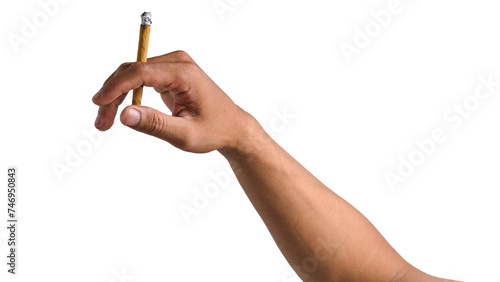 hand holding cigarette isolated on transparent background © Rahmat