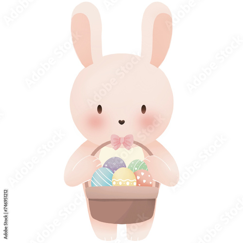 easter bunny holding a basket of easter eggs clipart