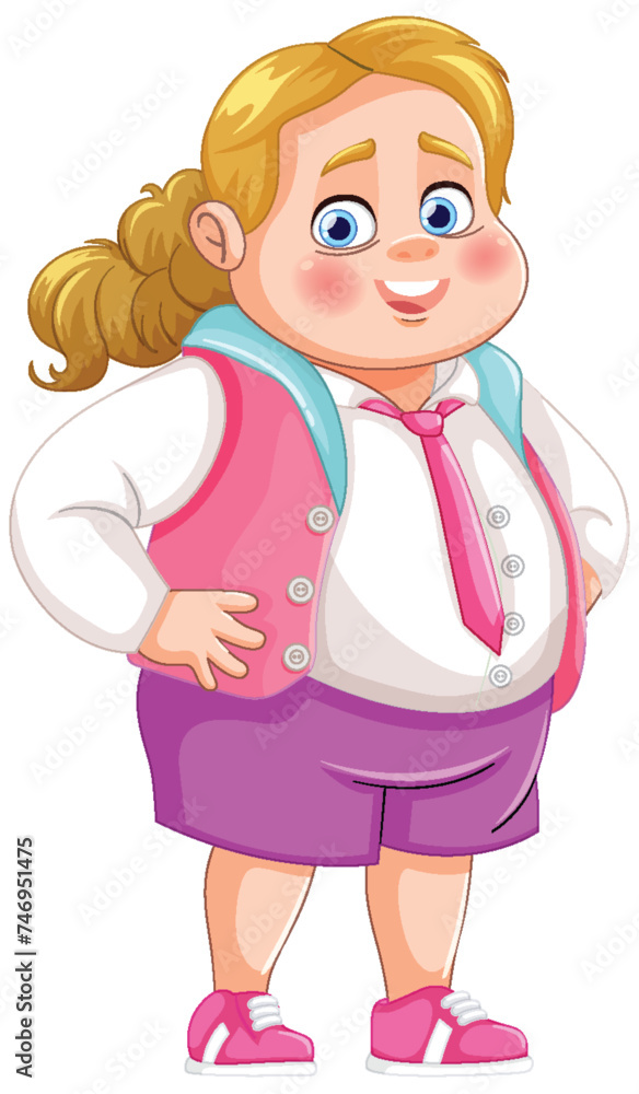 Vector illustration of a happy young girl student