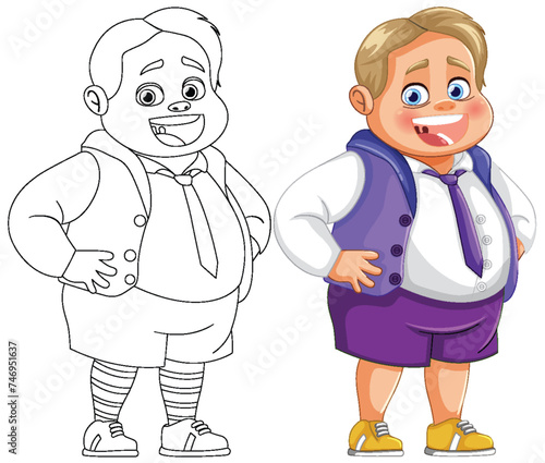 Vector illustration of a happy, well-dressed cartoon boy